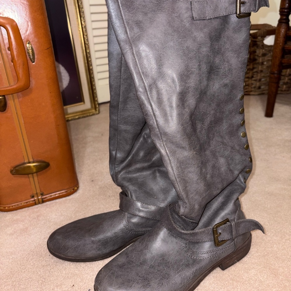 Charcoal Over the Knee Boots